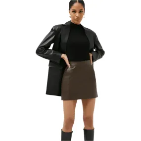 Women's Dark Brown Leather Mini Skirt