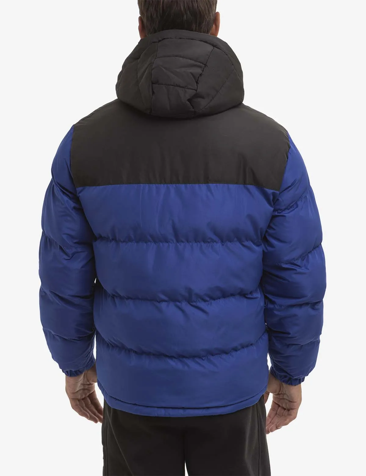WORDMARK COLORBLOCK HOODED PUFFER JACKET