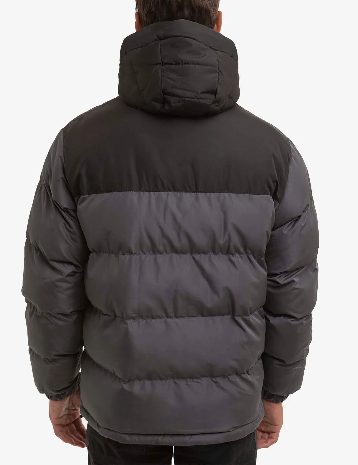WORDMARK COLORBLOCK HOODED PUFFER JACKET