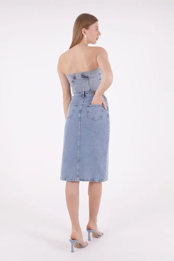 XLJ Denim Medium Skirt with Side Large Slit Mixed - Lewiston