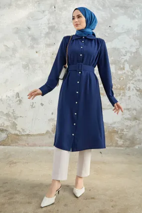 ZRF Women Belted Shoulder Stoned Tunic - Indigo - Gravesend
